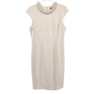 Betsey Johnson Pearl Collar Sheath Dress Size 10 Modern Retro Glam Bride Wedding